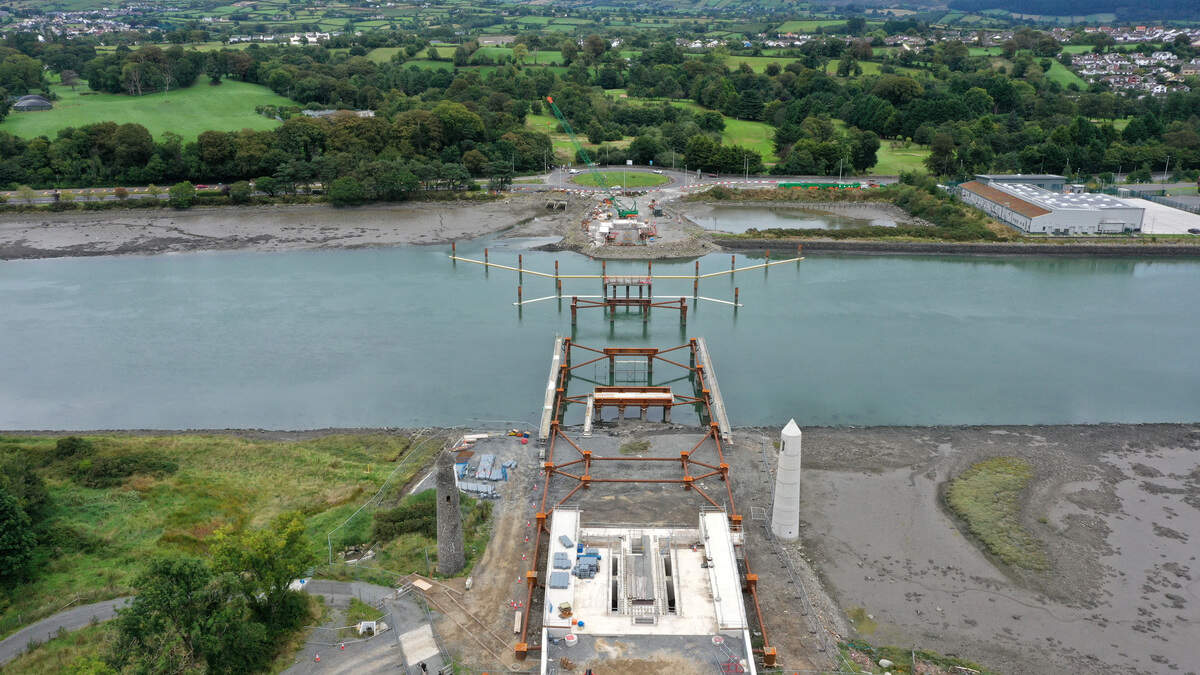 New structures give first glimpse of how Narrow Water Bridge will connect north and south