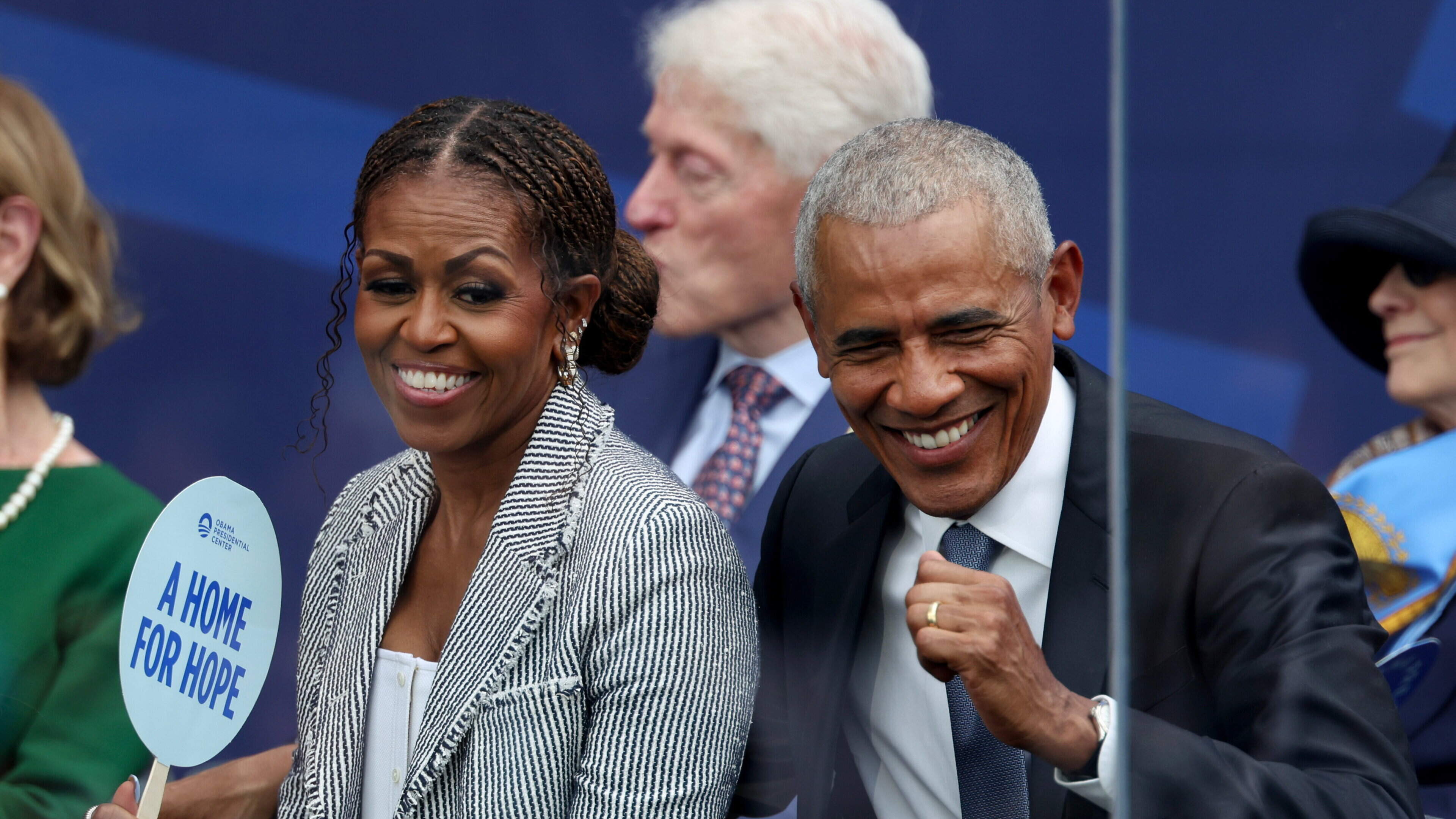 Former presidents and music heavyweights help light up opening of sprawling Barack Obama Presidential Centre