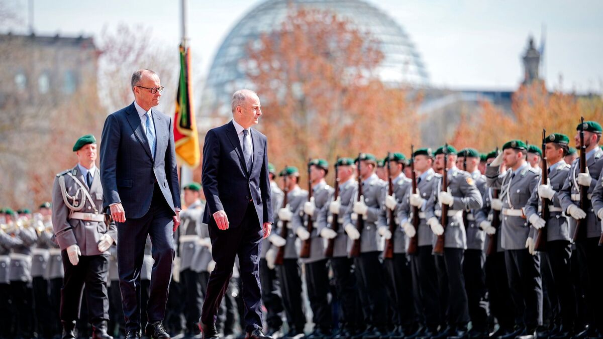 Taoiseach meets German Chancellor Friedrich Merz at Farmleigh House in Dublin today