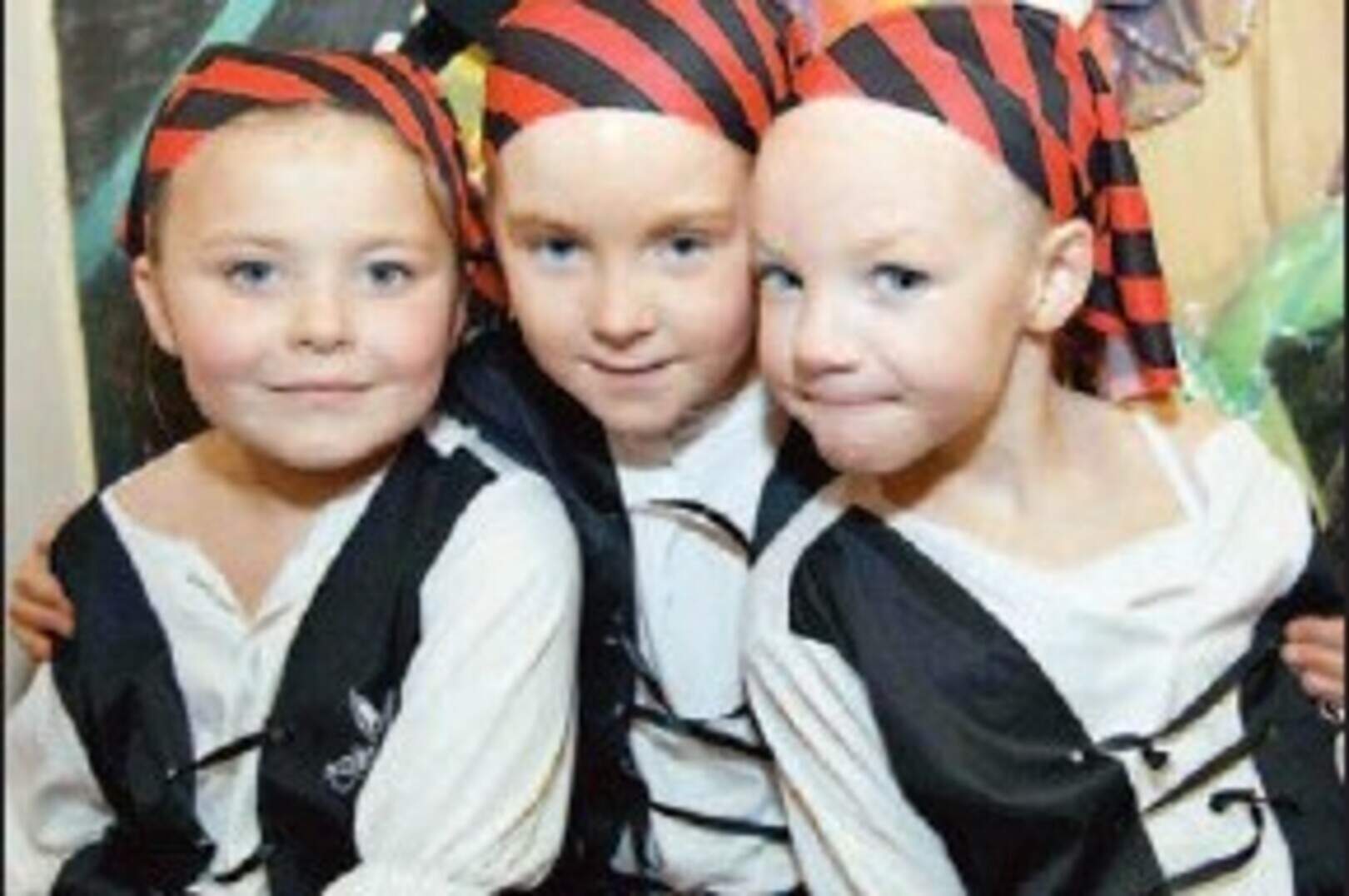 Pirates Rosie Joyce, Michaela Doyle and Zoe Gray about to go on stage at the Tullow Stage School show in the Town Hall, Tullow.