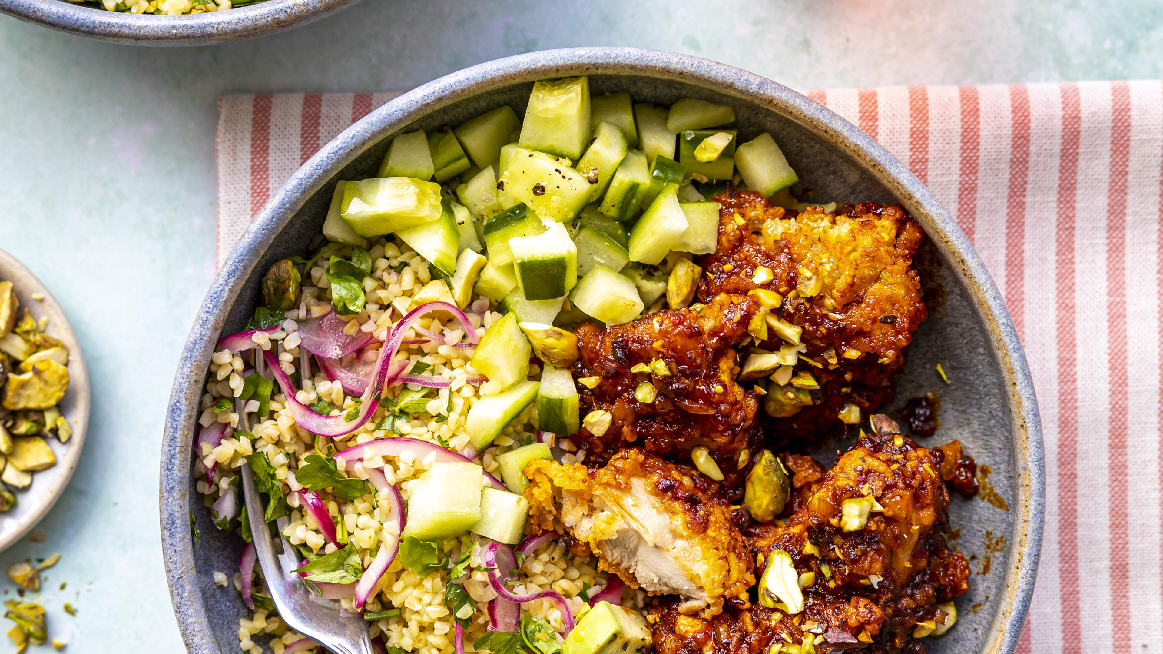 Harissa honey chicken bowl