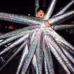lady gaga sea urchin dress That'll take your eye out: Gaga's bizarre inflatable outfit Super bowl