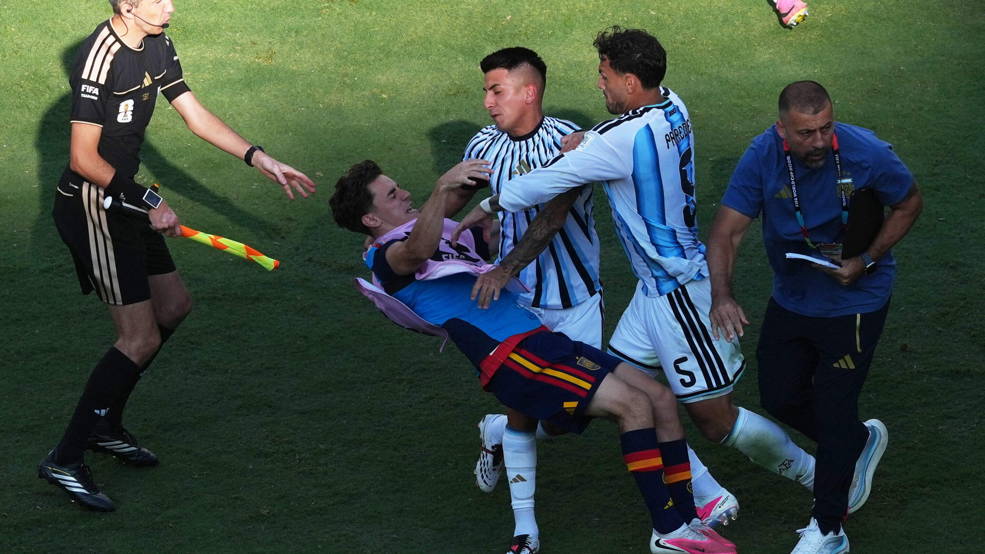 Argentina’s conduct branded ‘disgusting’ as tempers flare following World Cup defeat to Spain   