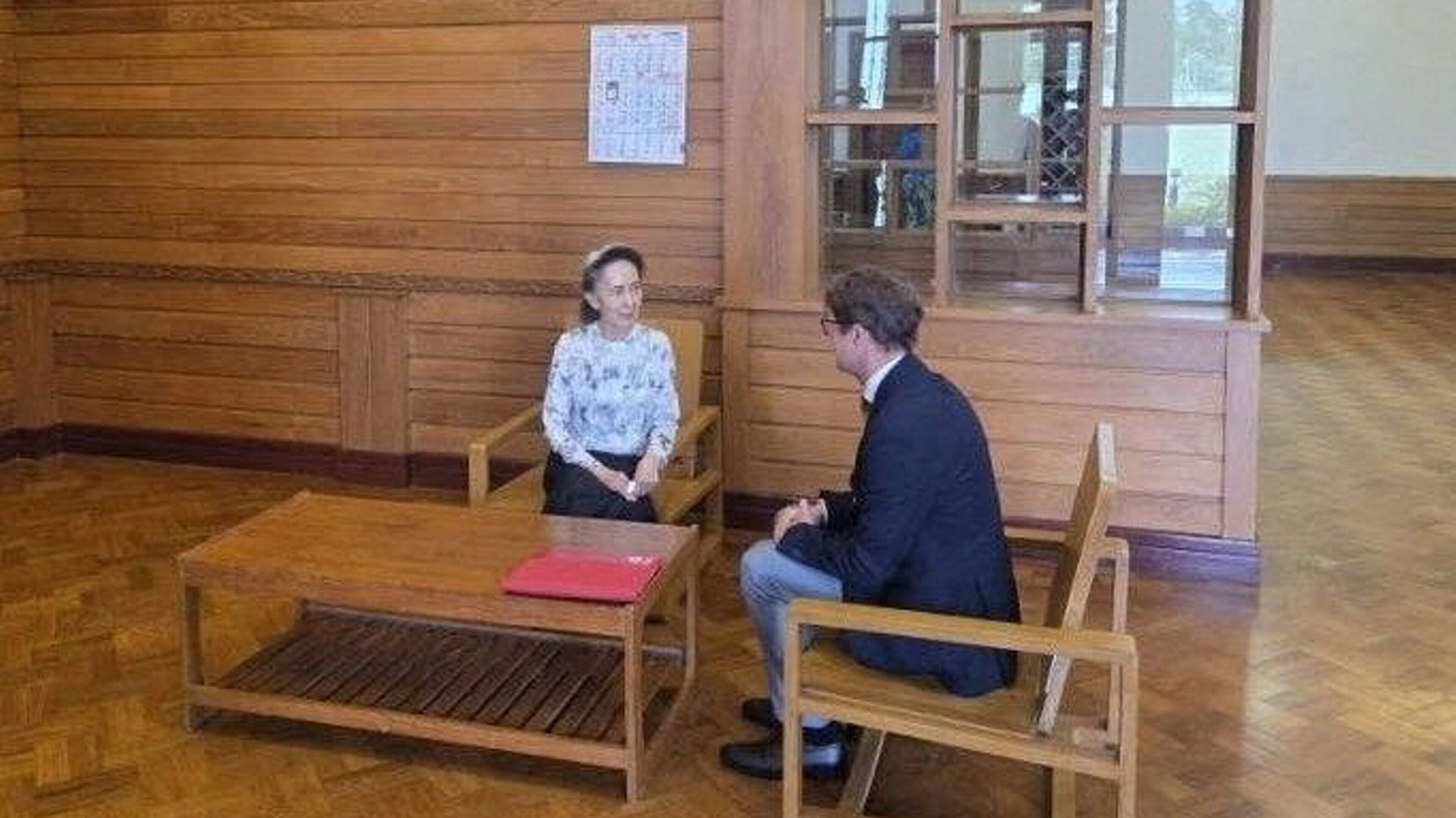 ‘It’s the first independent proof that I’ve had that she’s alive,’ says Aung San Suu Kyi’s son after she is pictured with Red Cross official  