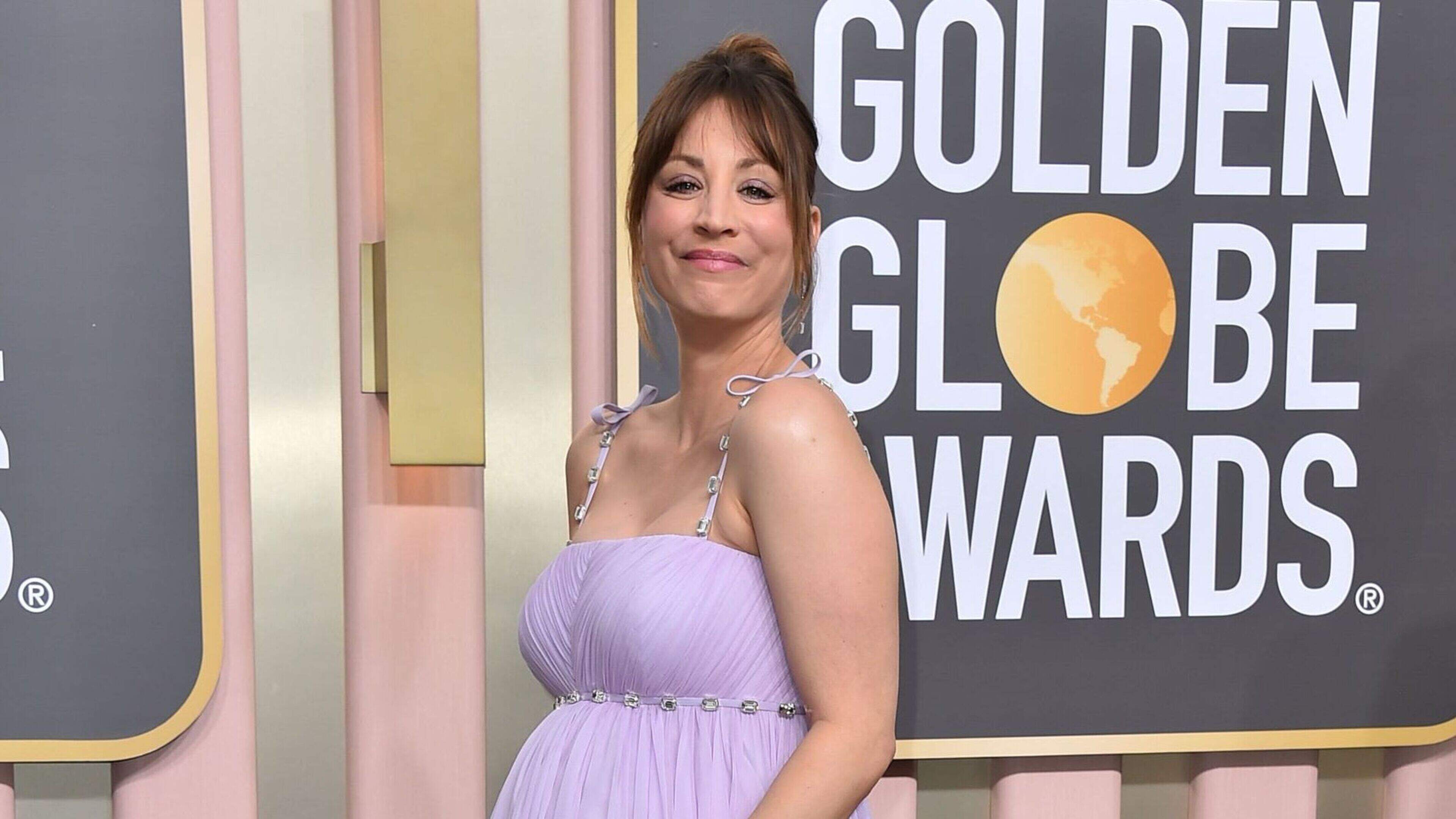 kaley cuoco golden globes dress Kaley Cuoco Modifies the Cape Trend for Golden Globes 2025 Red Carpet With  Tom Pelphrey