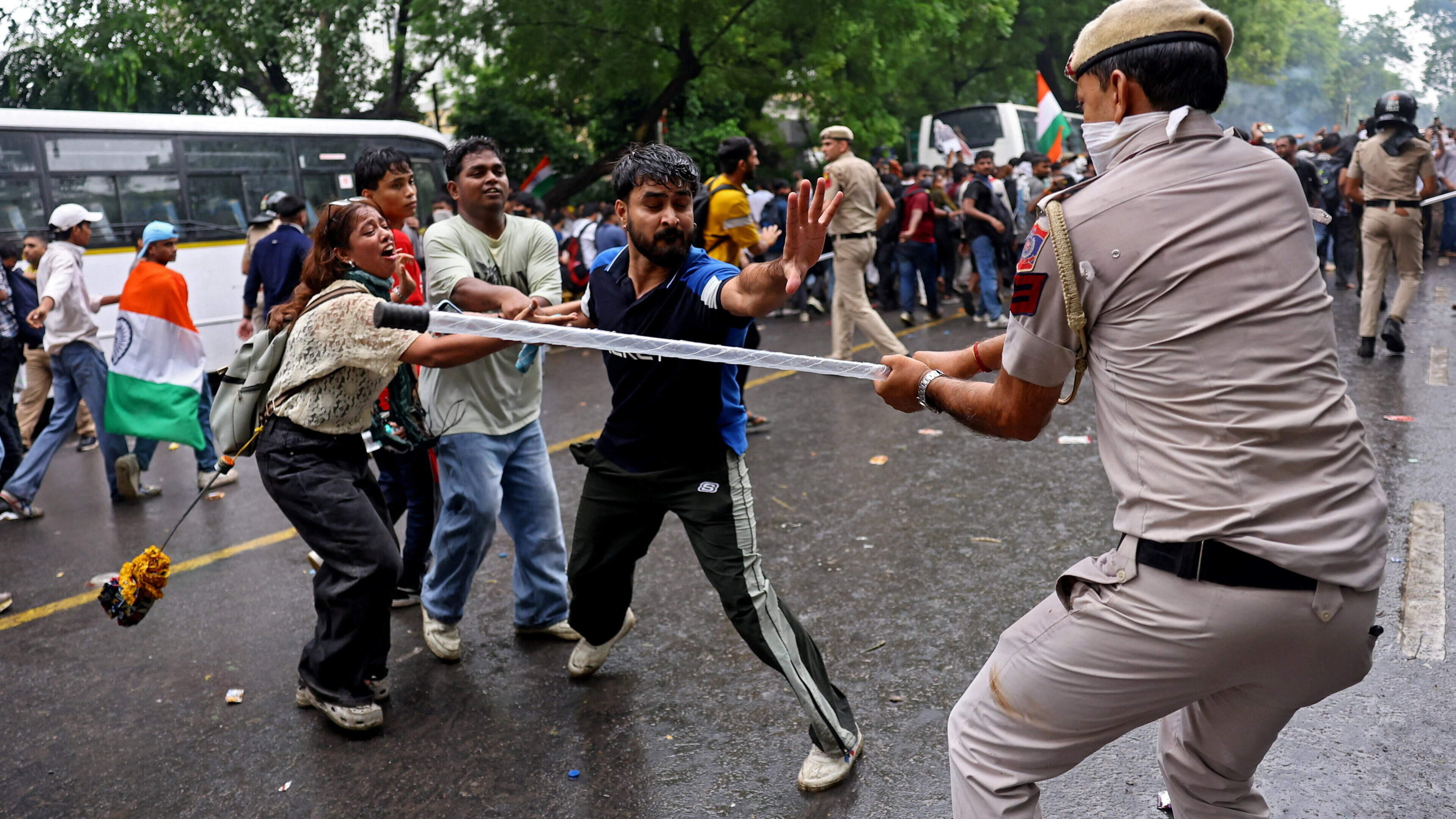 Indian ‘Cockroach’ youth protesters attacked by police armed with batons and tear gas 