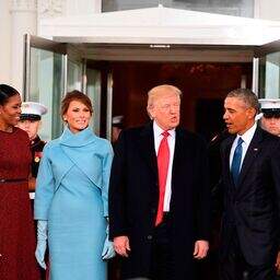 Melania Trump opts for sky blue Ralph Lauren dress for Inauguration Day as  she greets Obamas at White House | Irish Independent