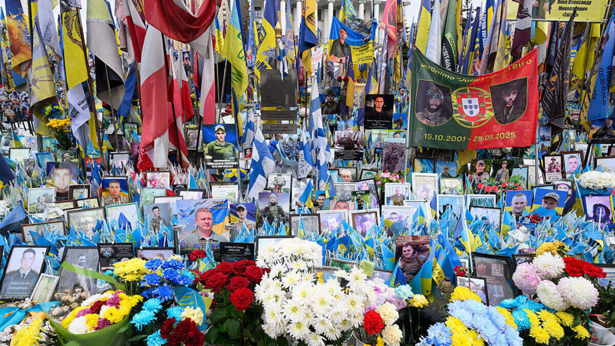 Flags of the fallen on Maidan Square bring home Ukraine's human sacrifice as war grinds on