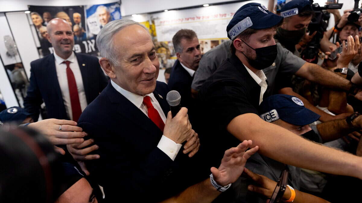 Netanyahu touts Trump endorsement on eve of vote, and says they may restart Iran war