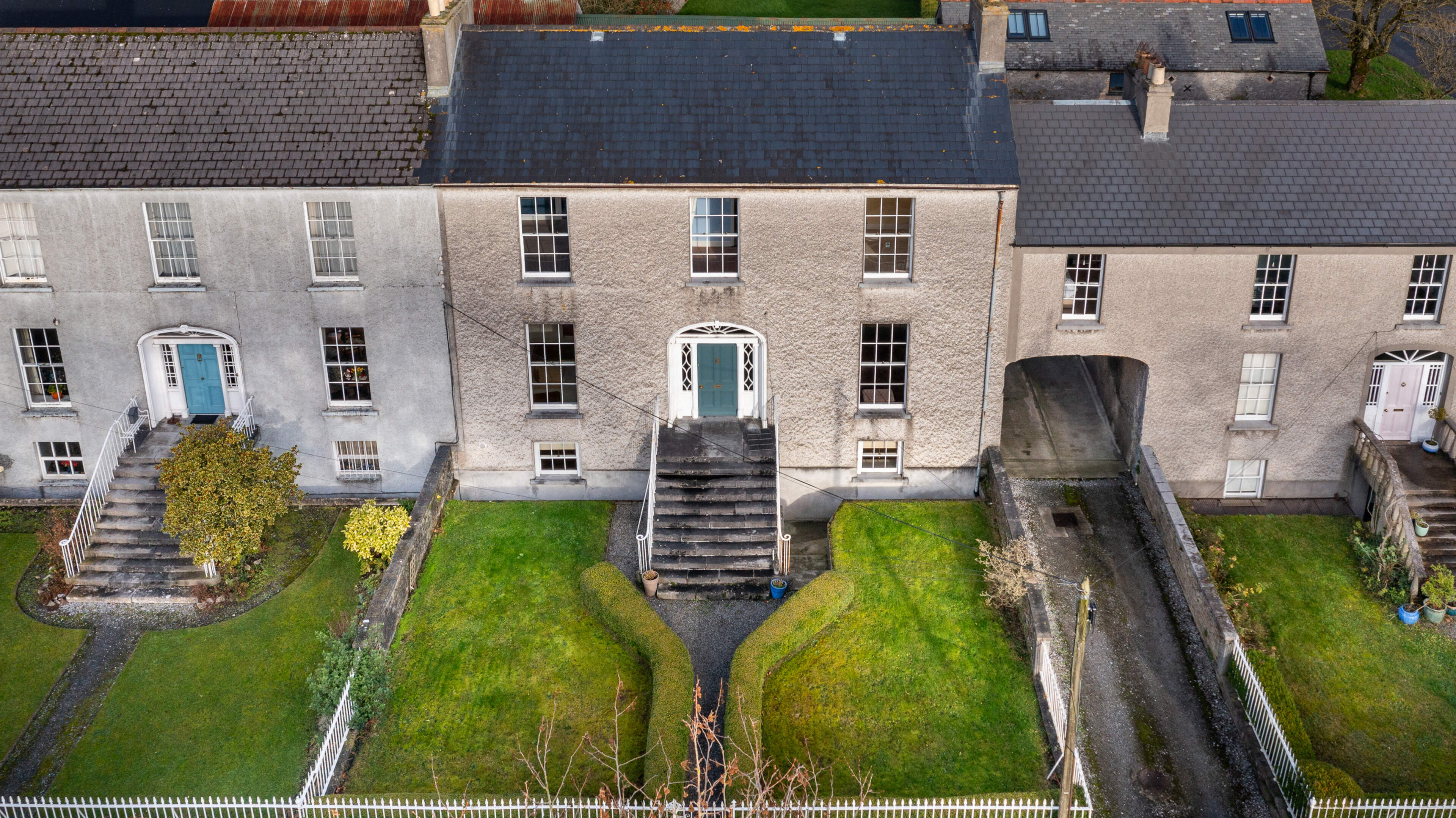 Restored Birr townhouse with original cornicing, sash windows and period marble fireplaces