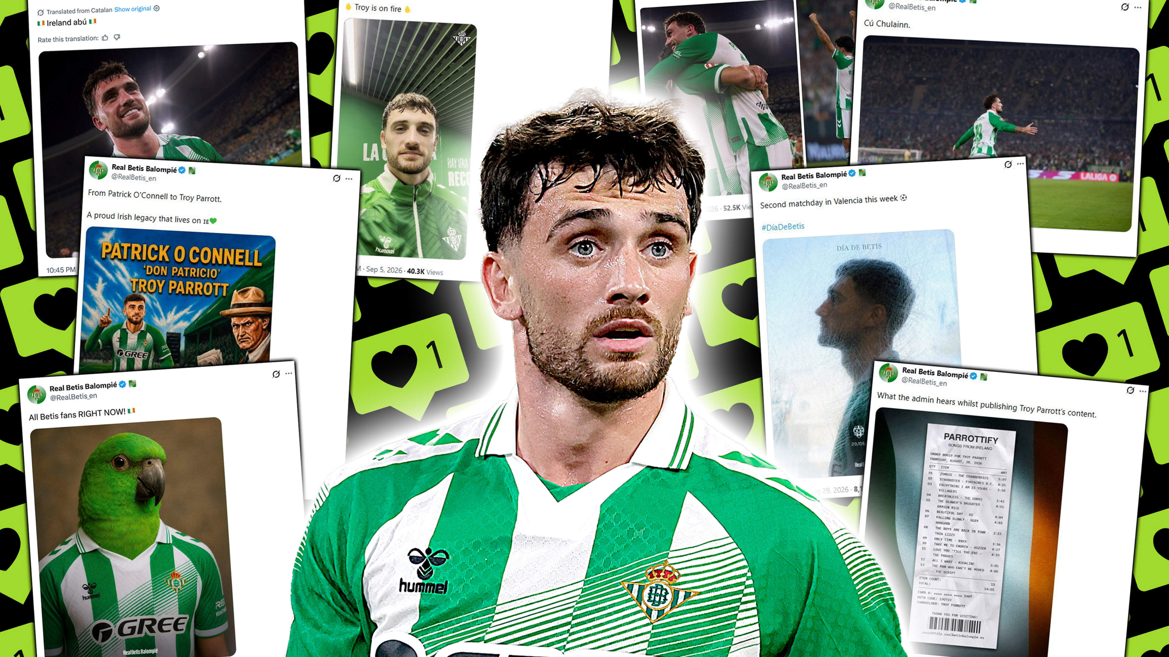 Inside Real Betis’s social media coverage of Troy Parrott – from Fontaines DC lyrics to Irish ties spanning over 90 years