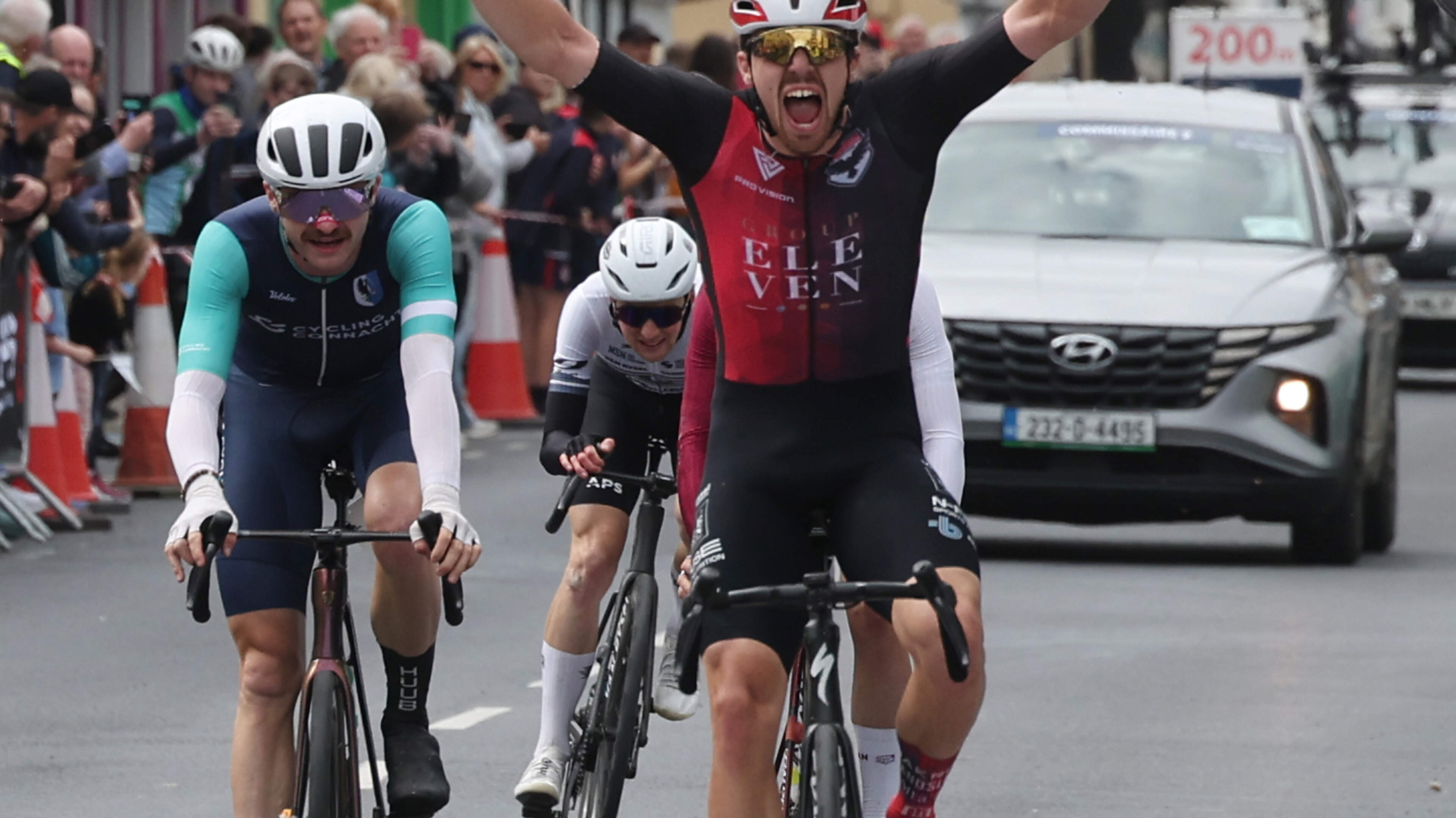 Isle of Man’s Rowen Baker takes first yellow and green jerseys after decisive move over Old Pallas in Rás Tailteann