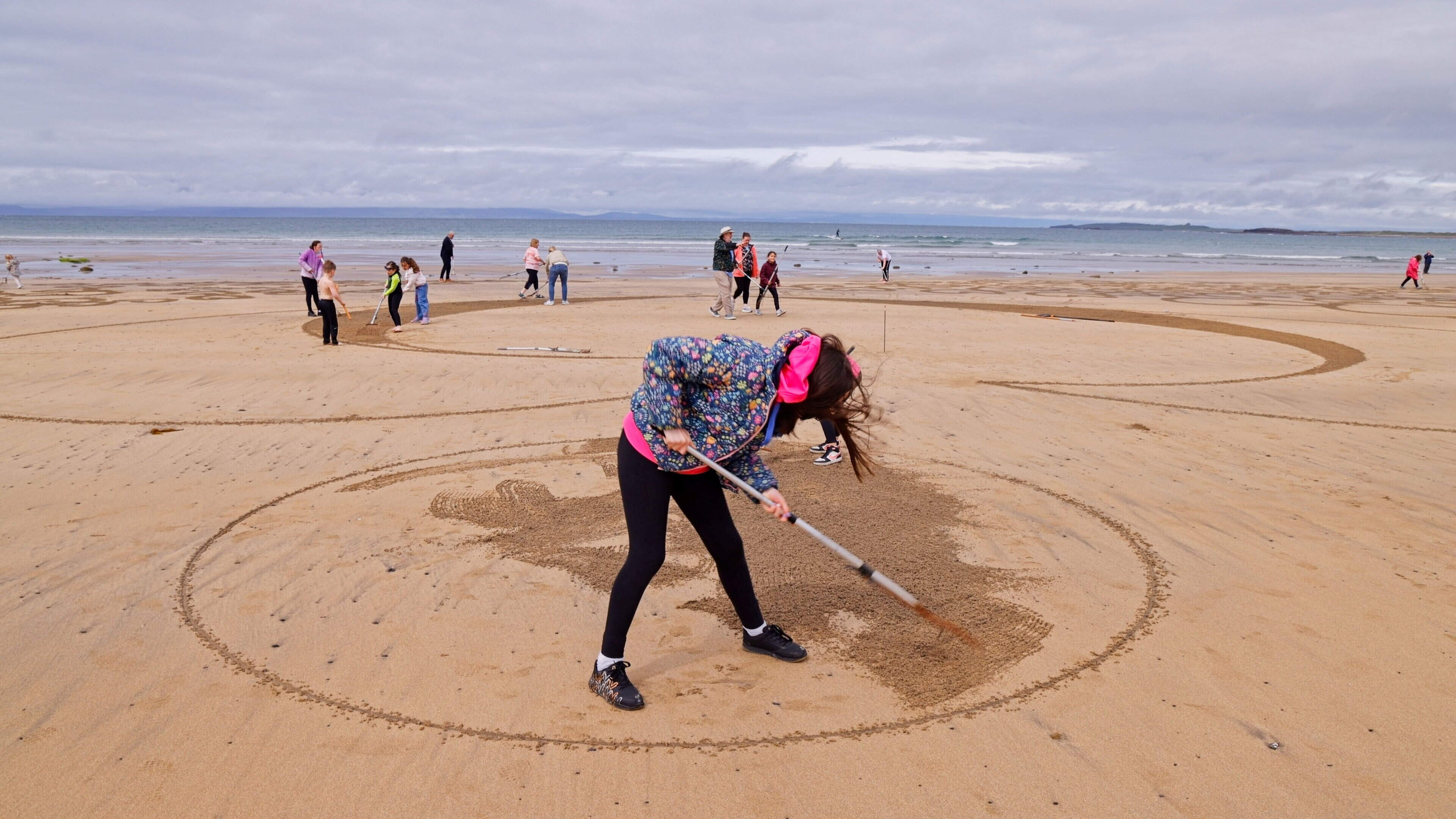 Tusla foster families create sand art in Streedagh beach, Co
