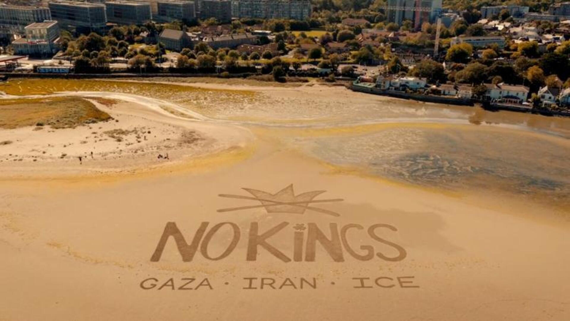 Protest art appears on Dublin Bay ahead of US President's visit