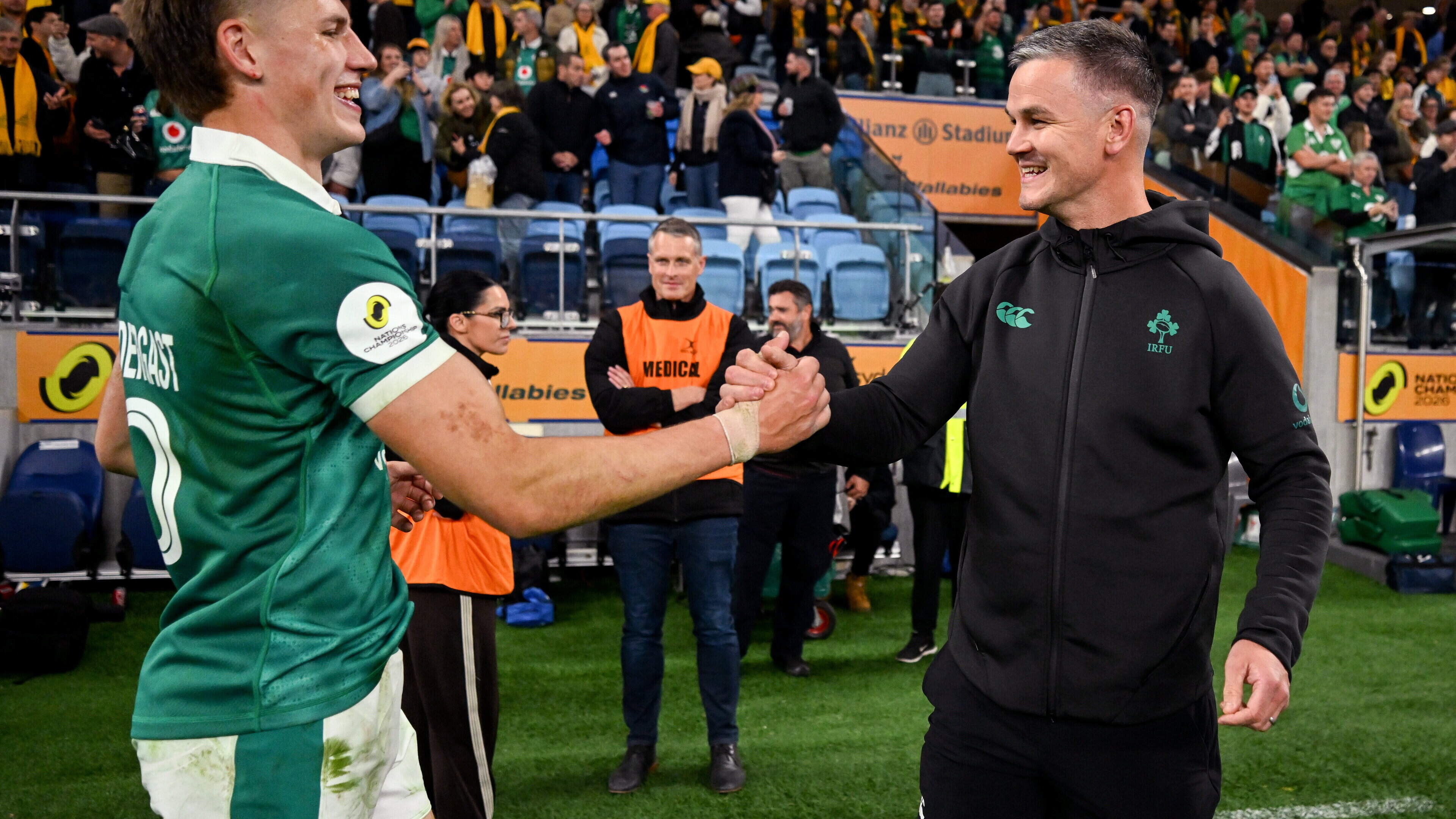 Sam Prendergast holds his nerve to snatch dramatic late Nations Championship win for Ireland in Sydney