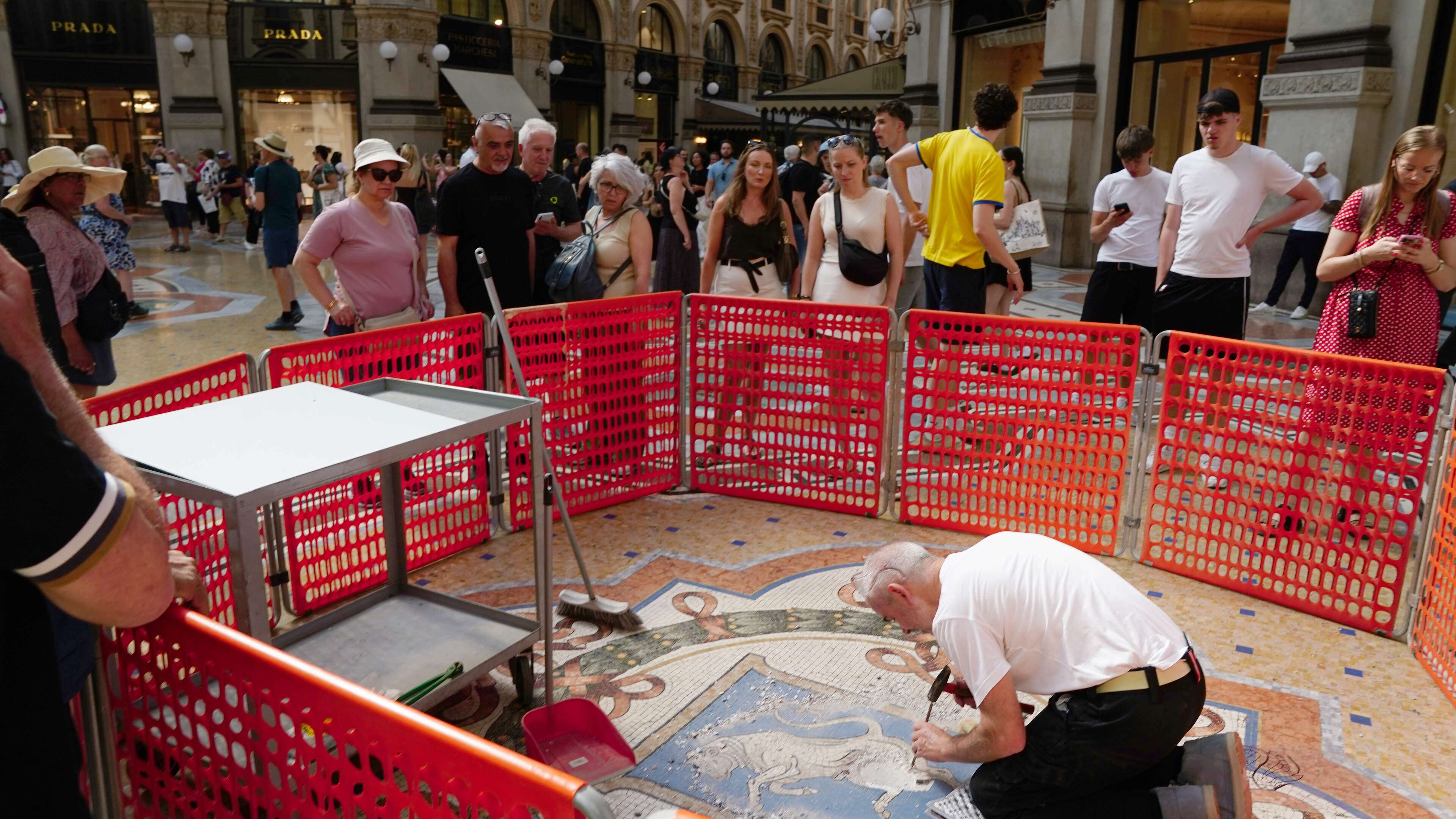 Milan’s bull mosaic restored after tourists stamp on ‘lucky’ testicles