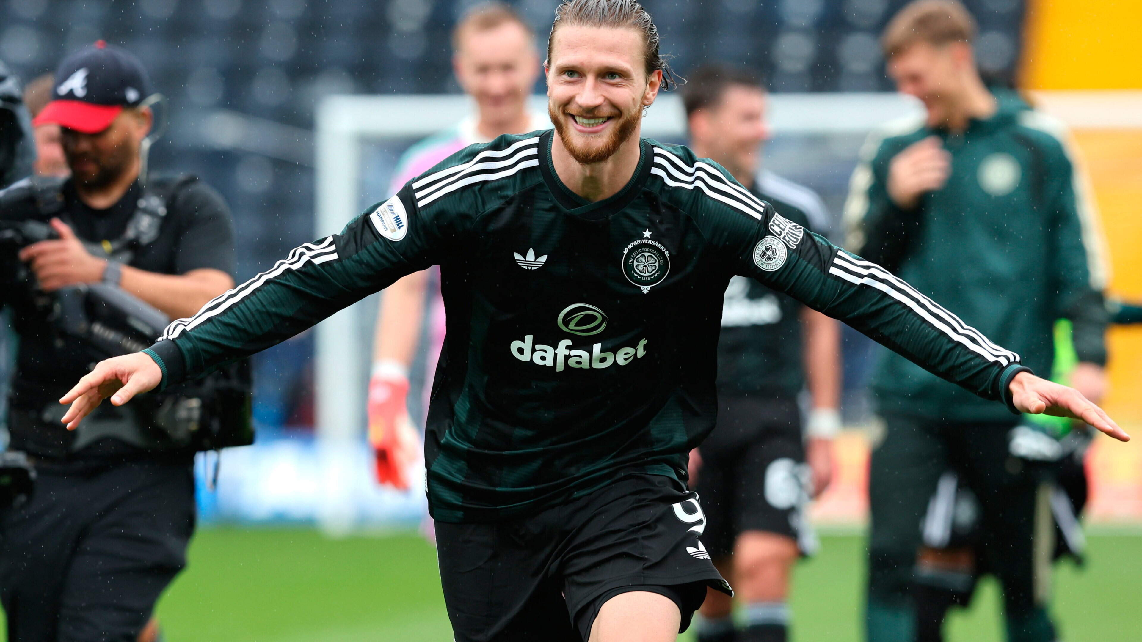 Kasper Hogh hat-trick helps Celtic rout Kilmarnock with Shaun Maloney in charge