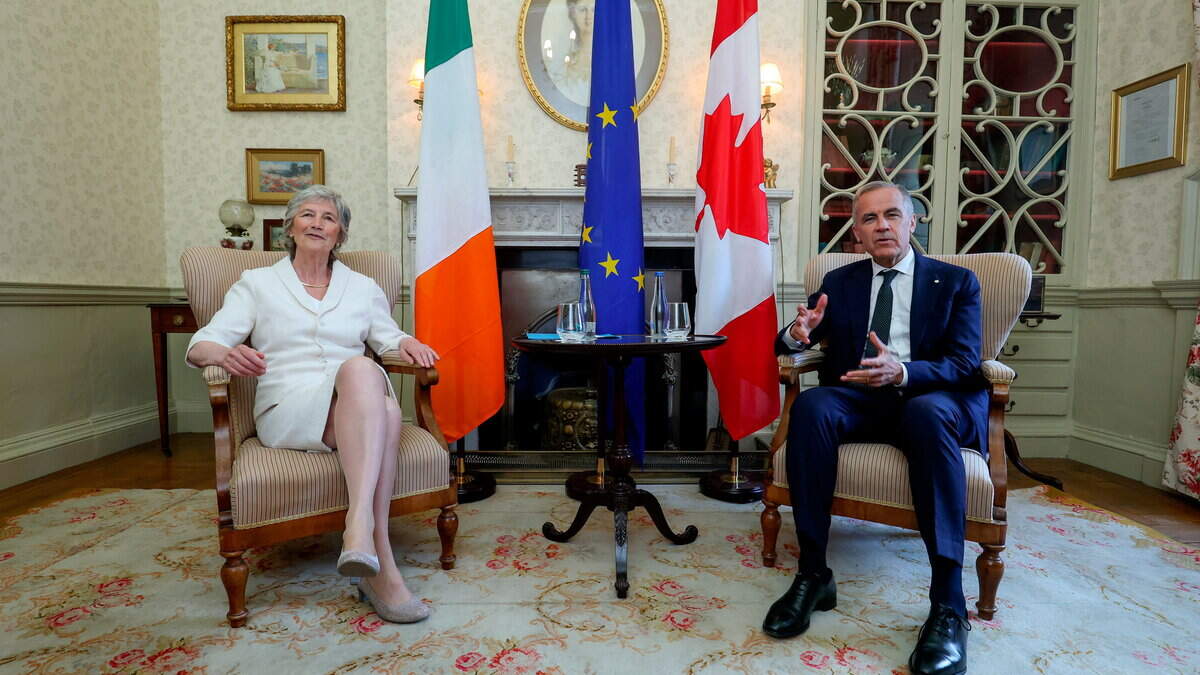 President Connolly meets Mark Carney during visit to his ancestral Mayo home