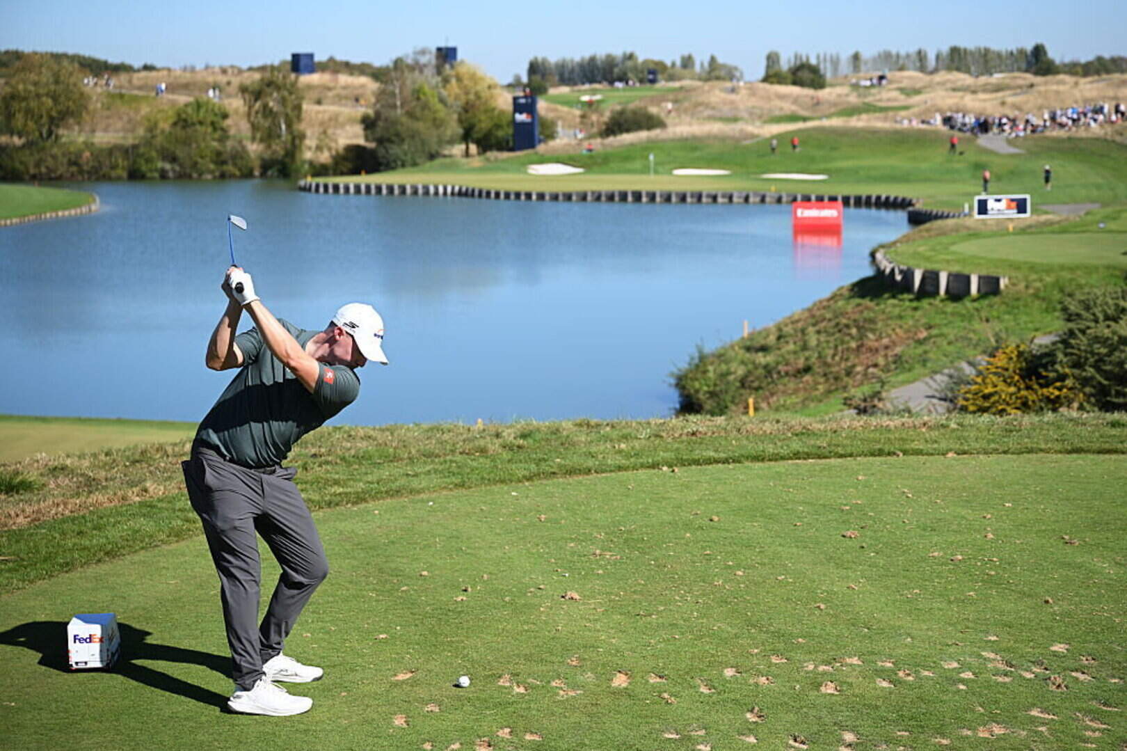 Matt Fitzpatrick tees off on the second hole on day two of the FedEx Open de France at Le Golf National