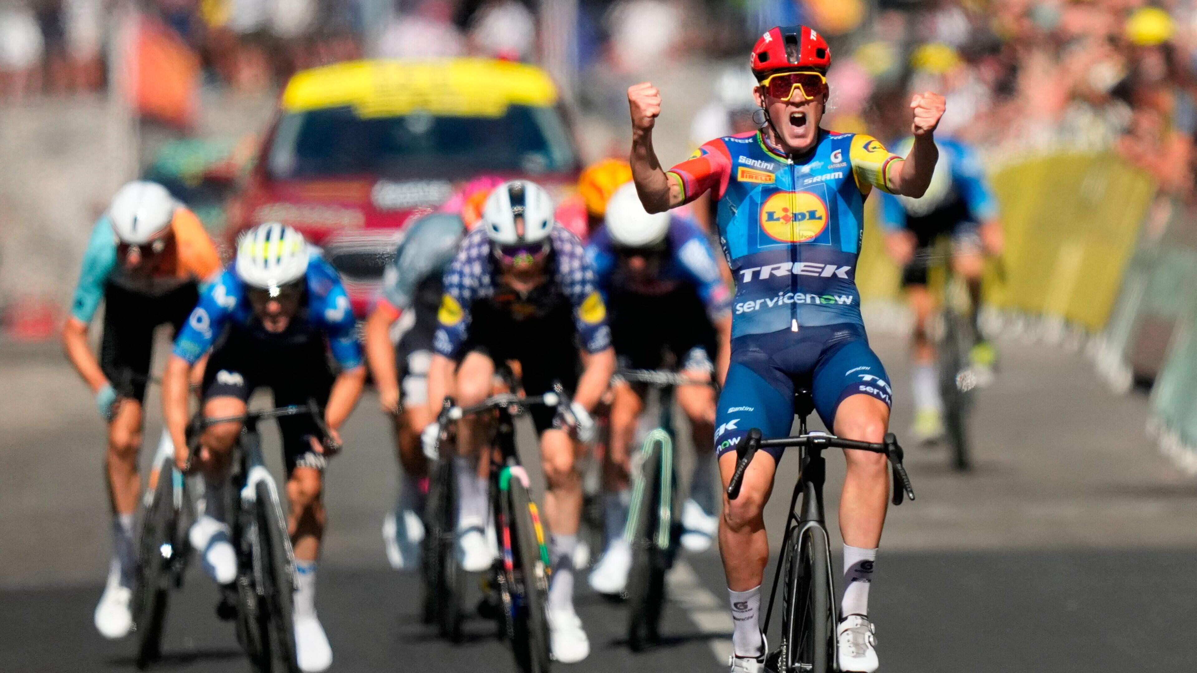Denmark’s Pedersen wins Tour de France stage four as Norway’s Traeen takes yellow jersey