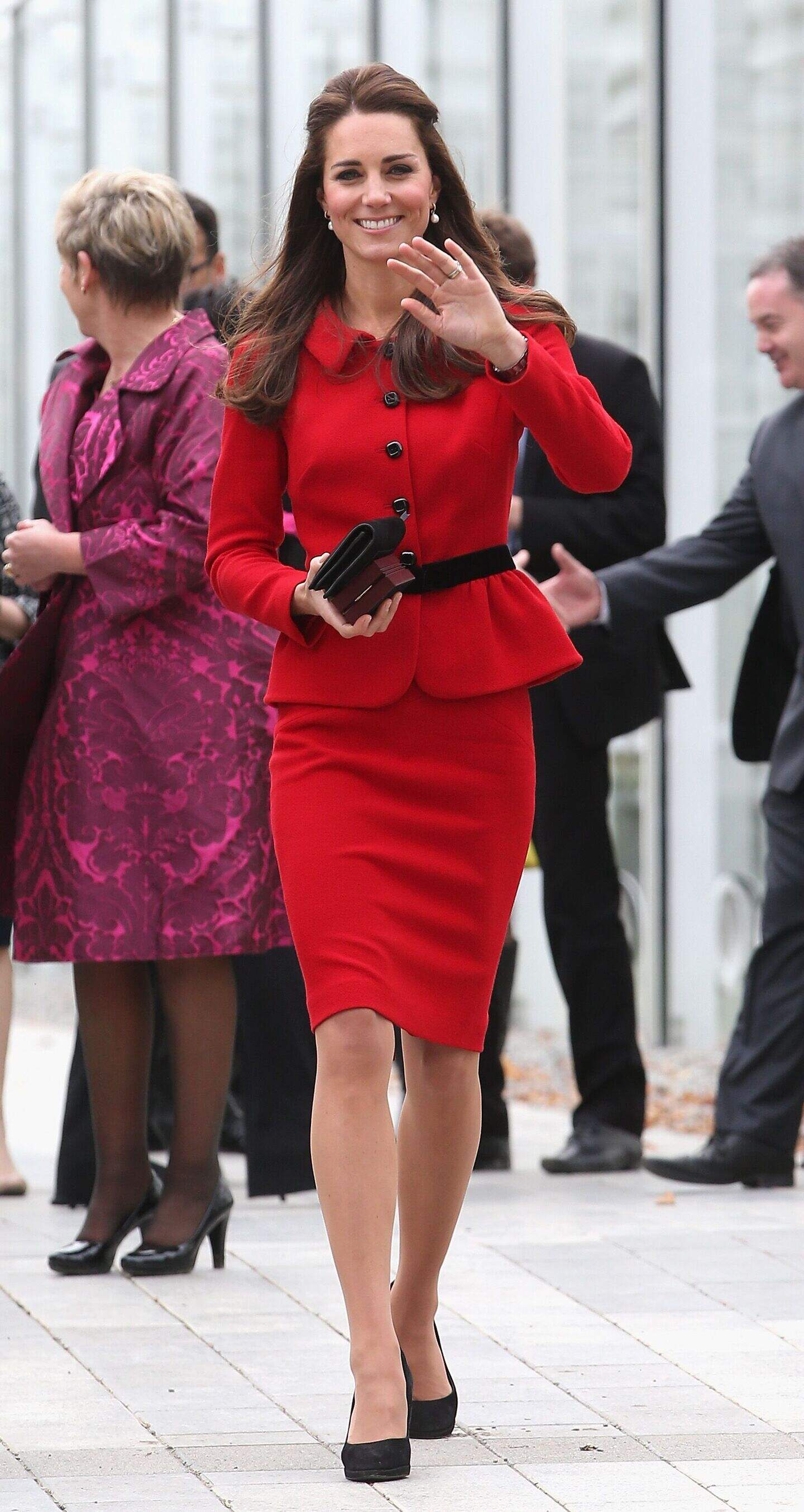 peplum dress kate middleton Kate Middleton Wows in Cherry Dress and Meaningful Jewelry at Wimbledon