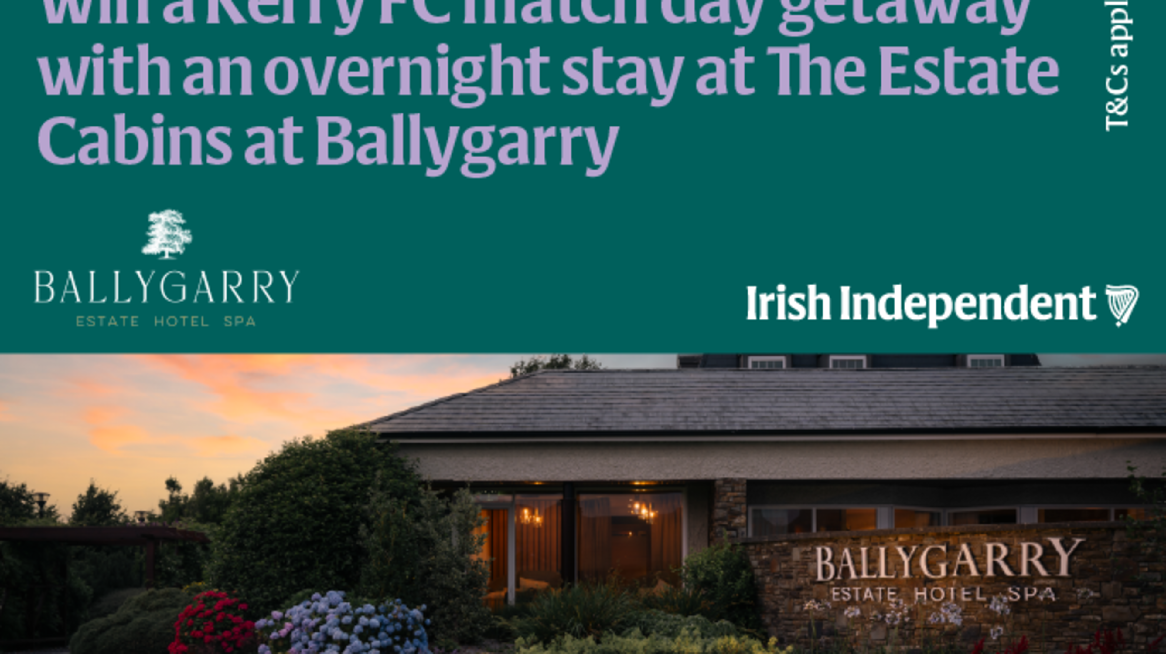Win Kerry FC match day getaway with an overnight stay at The Estate Cabins at Ballygarry