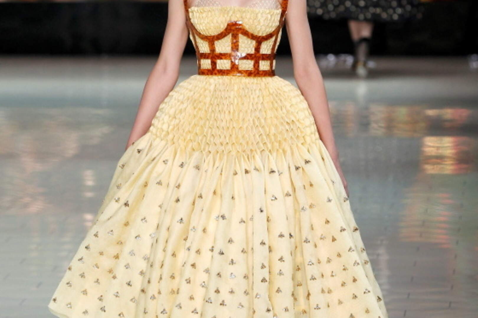 alexander mcqueen by sarah burton black and gold dress Exquisite Spring 2016 Alexander McQueen by Sarah Burton Runway Look 34 –  Shrimpton Couture main image 0