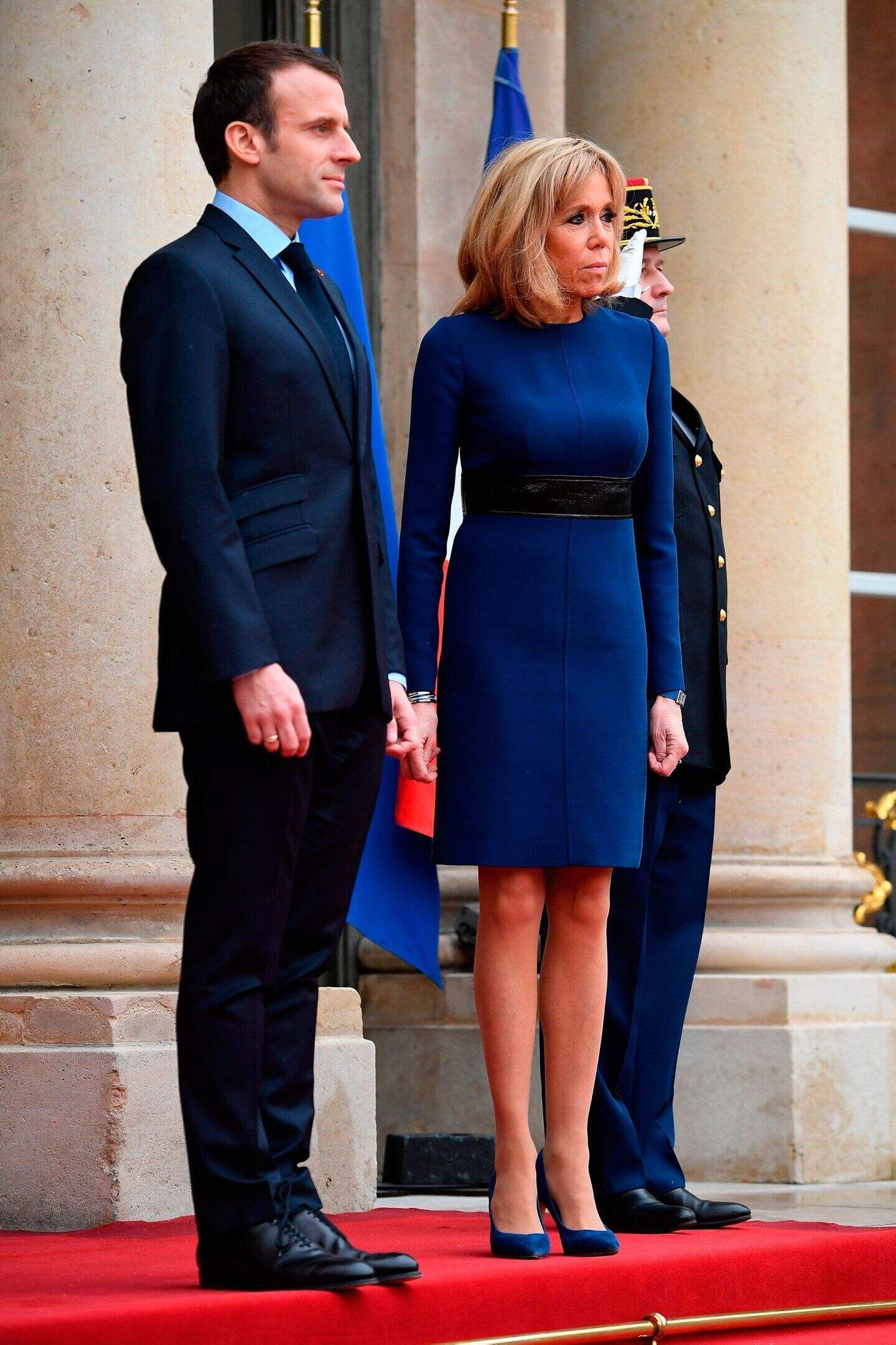 brigitte macron blue dress Why French First Lady Brigitte Macron Wore Powder Blue, Just Like Melania  Trump