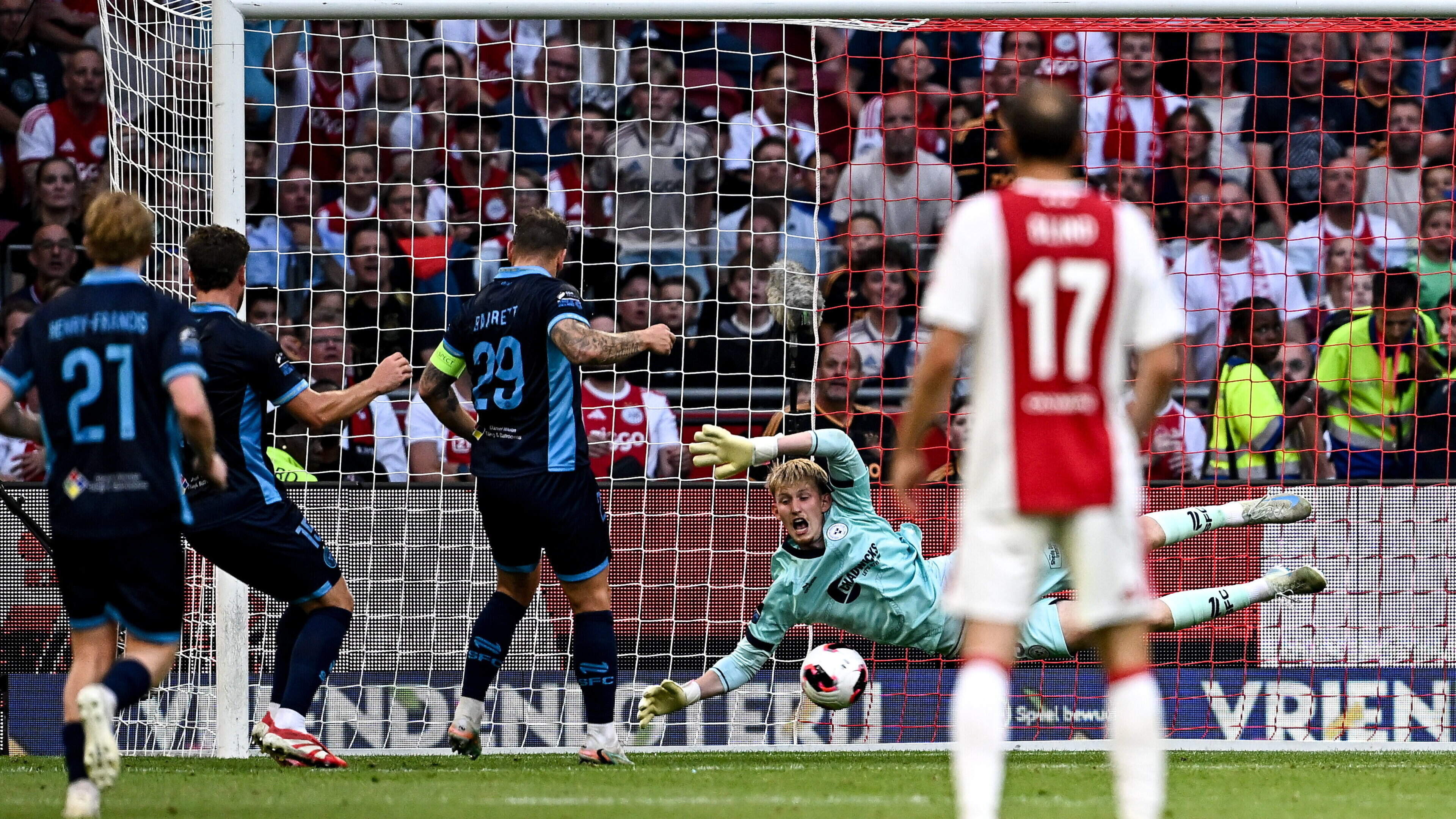 ‘Eddie Beach was world-class, we are still in the tie’ — John Russell hails Shels goalkeeper for Ajax heroics