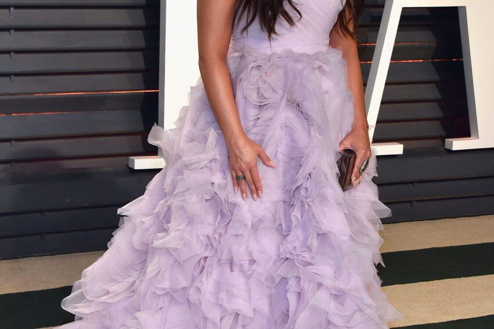 demi lovato purple dress nude Demi Lovato Purple Alice and Olivia Dress at InStyle Awards