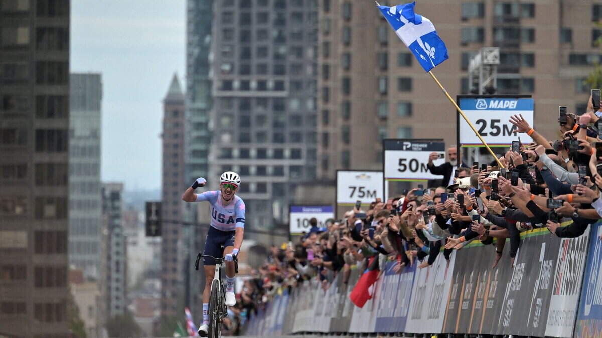US rider Brandon McNulty shocks favourites to take World Championships title after Ben Healy lights up race