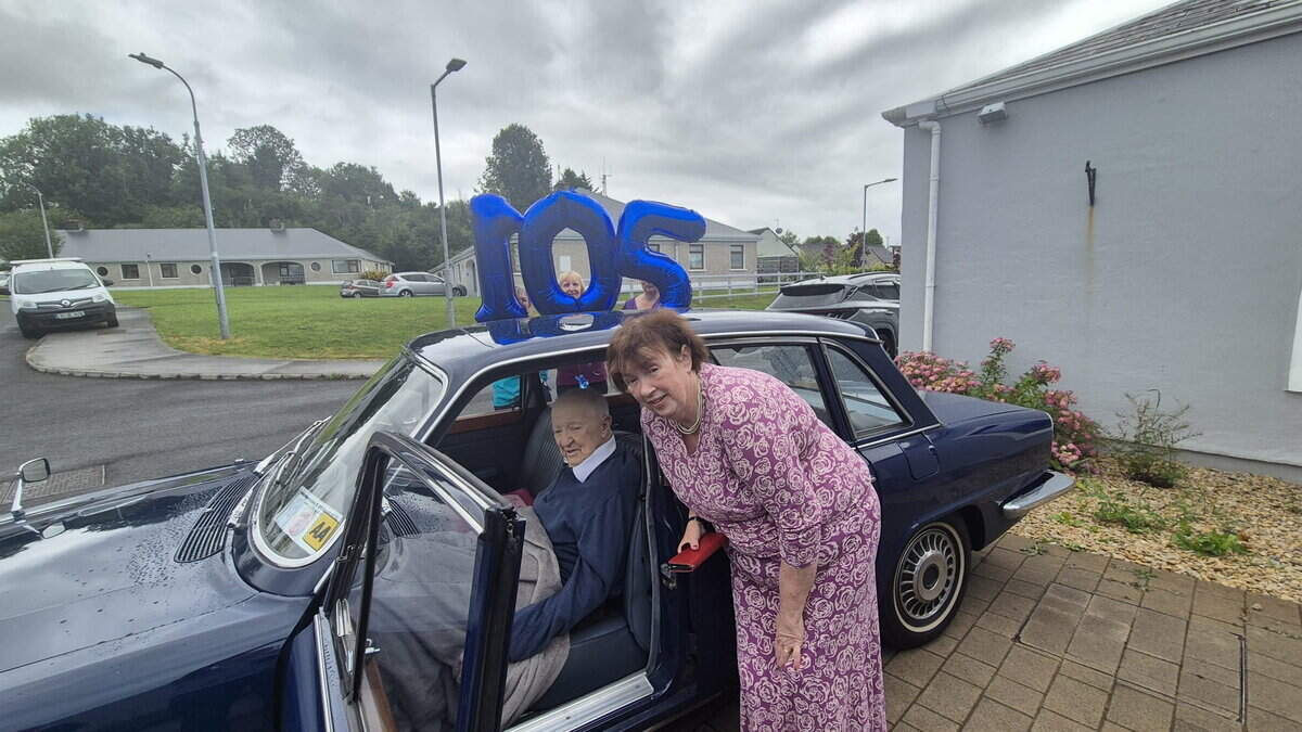 Sligo man marks his 105th birthday with spin in a vintage car