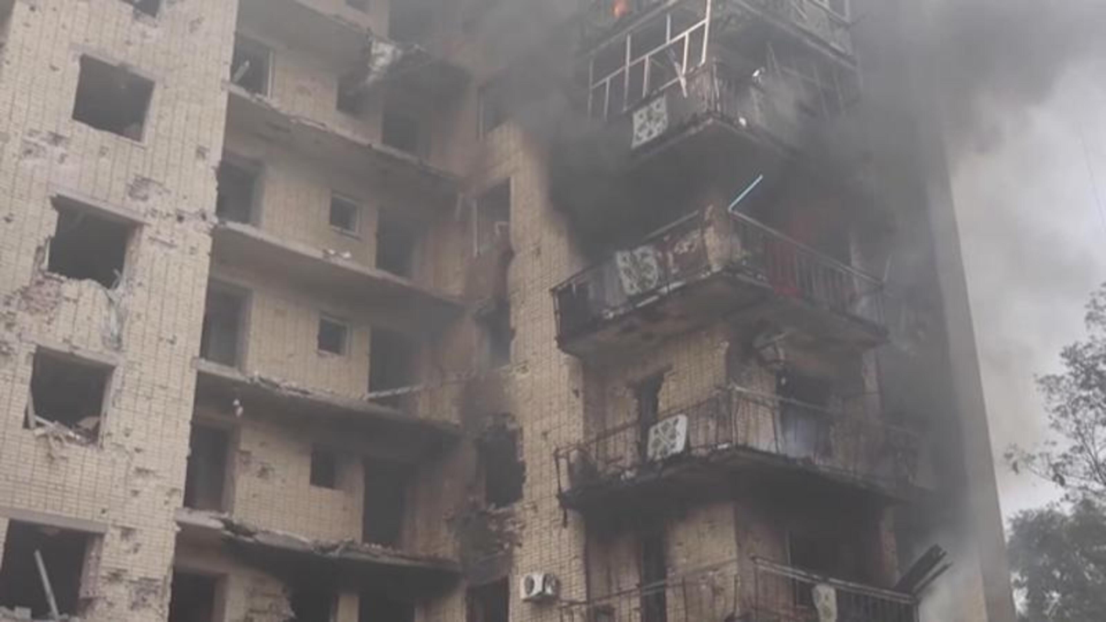 Russian onslaught on Kyiv kills at least 17 as ballistic missiles hit warehouses and commuter station