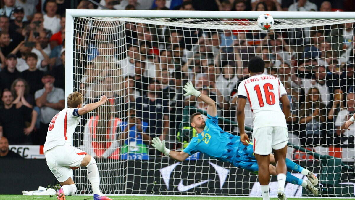 Harry Kane's penalty miss pivotal as World champions Spain beat England in five-goal thriller at Wembley